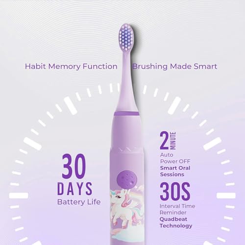 Image of Obvie Sonic Electric Kids Toothbrush with 4 Brushing Modes, Soft Nylon Bristles, 3 Brush Heads & Rechargeable Battery Last Up to 30 Days, IPX7, Electric Power Tooth brush (Pack of 2)