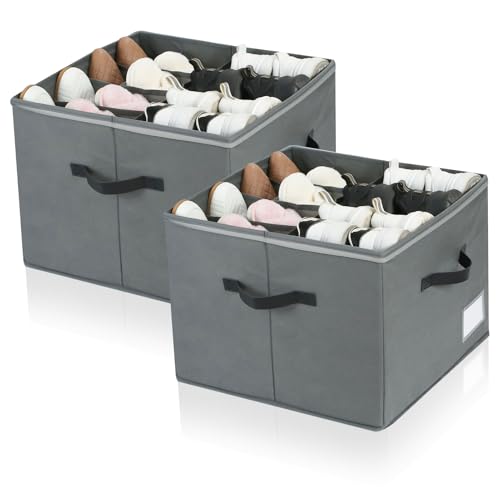 La Mejor Recopilación de Home Depot Zapateras para comprar online. 48 2Pcs Paquete de 12 Zapatera Organizador, Organizador de zapatos para clóset, caja de zapatos con cubierta transparente, Zapatera a Prueba de Polvo (2)