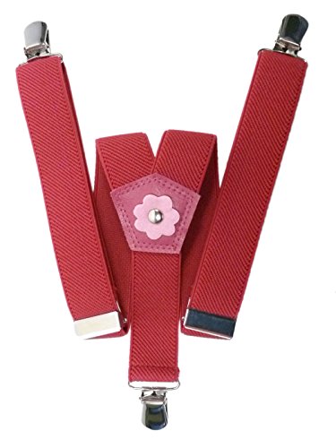 Olata - Olata - Bretelles Élastiques en Y à Clipser pour Filles avec Motif Fleurs (1 à 5 ans) - 2,5 cm. Fuschia Rose