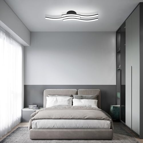 Goeco Black LED Ceiling Light, 18W Modern LED Ceiling Lamp with 3 Light Strips 6500K Cold White Light - Image 2