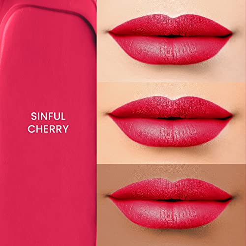 Image of Lakme Absolute Matte Ultimate Lip Color with Argan Oil, Sinful Cherry, 3.4 g