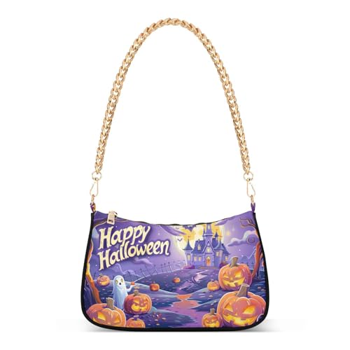 Happy Halloween Shoulder Bag for Women, Handbag with Chain Strap, Soft Purse Tote Bag for Ladies