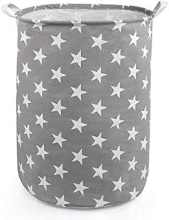 Ballery Large Laundry Basket, Collapsible Laundry Hamper, Waterproof Round Cotton Linen Foldable Laundry Bag Folding Washing Bin with Comfort Handles