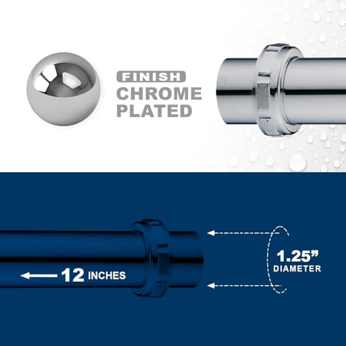 Highcraft 1-1/4” x 8” Waste Arm with Slip Joint Connection Chrome Plated Brass Waste Bend 22-Gauge for Bathroom Sink Tubular Drain Applications, Includes 2 Nuts and Washers by HIGHCRAFT - Image 5