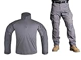 Emerson Airsoft Tactical BDU Military Suit Combat Gen3 Uniform Shirt Pants Wolf Gray (Large)