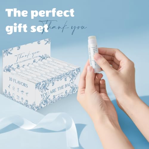 Image of 100 Pack Moisturizing Lip Balms in Bulk Blue Flower Wedding Gifts Reception Ideas Party Favors Thank You For Celebrating With Us Baby Shower Birthday Gift You Are The Balm Beeswax Something Blue