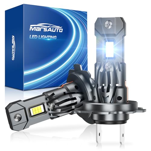 Marsauto H7 Light Bulbs, 30000LM 800% Brighter Bulbs, Real Mini Size 6000K Cool White IP68 Waterproof, Plug and Play