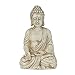 Relaxdays Buddha Figur sitzend, wetterfest, frostsicher, Gartenstatue, Zen Dekofigur HBT: 17,5 x 10,5 x 7,5cm, cremeweiß