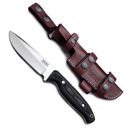 GCS Handmade Micarta Handle D2 Tool Steel Tactical Hunting Knife with leather sheath Full tang blade designed for Hunting & EDC GCS 881 - GCS Knives
