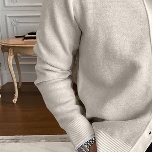 Cable Knitted Cardigan Sweater for Men Lightweight Open Front V Neck Sweaters Button Long Sleeve Solid Knitwear (XX-Large,Apricot)2