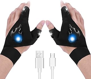 LED Flashlight Gloves,Rechargeable Hands Free Light Gloves, Gifts for Men， Cool Gadgets Tools for Outdoor Camping Fishing, Birthday Christmas Gift Idea for Men Women Who Has Everything, 1 Pair