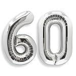 AULE – AULE Luftballon Zahl 60 Silber 40 Zoll Folienballon Helium 0
