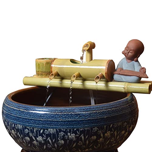 ZLECB Kit De Fuente De Bambú con Bomba, Fuente de bambú, Kit de Fuente de bambú, Fuente de Agua de jardín Zen, Fuente de Agua de bambú, Bomba oscilante, Paisaje de Agua,40cm Cover