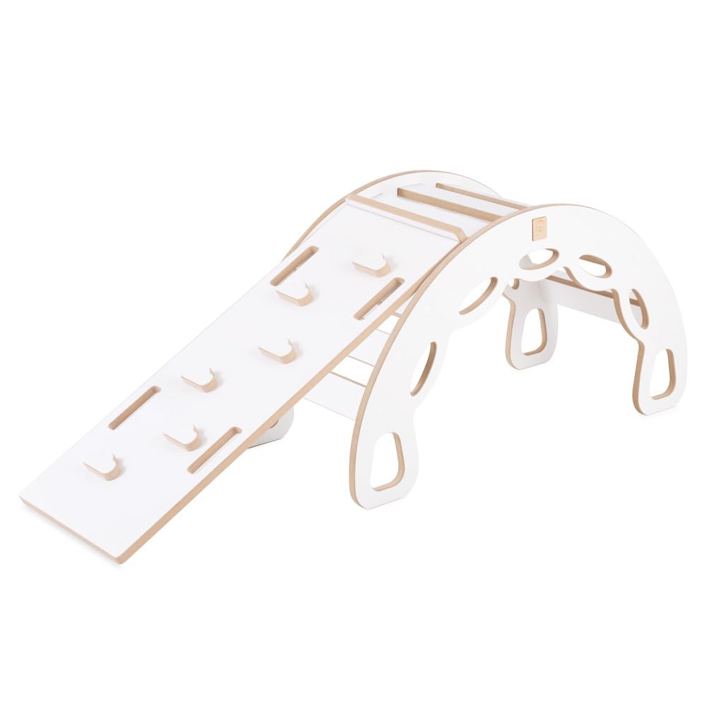 MISIOO Rocker 4 in 1 - Altalena per bambini, parco giochi per interni, con cuscino, arrampicata su roccia e scivolo 90 x 35 cm, bilanciere 90 x 41 x 50 cm, fino a 40 kg