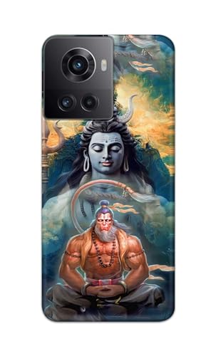 Image of PRINTFIDAA Printed Hard Back Cover Case for OnePlus 10R 5G 80W | 150W Back Cover (Lord Shiva and Hanuma) -112