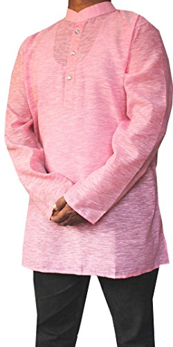Kurta court en coton rose pour éviter la chaleur avec style en taille L