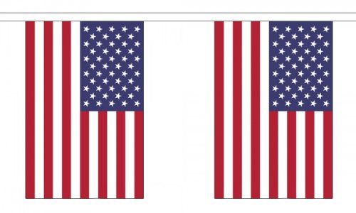 GIANT 18.25 Metres 30 (18" x 12") Flag USA US United States Of America Stars & Stripes 100% Polyester Material Bunting Ideal Party Decoration For Street House Pubs Clubs Schools Sports Patriotic