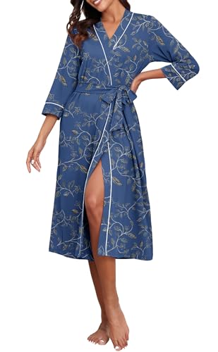 Image of PrinStory Womens Robe Long Knit Bathrobe Lightweight Soft Robes Ladies Bath Robe