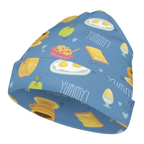 Avocado Sandwich Drink Pattern Kids Beanie Hat for for Girls Boys Children Cap Winter Knitted Chemo Cancer Headwear Accessories Gifts Decoration Black