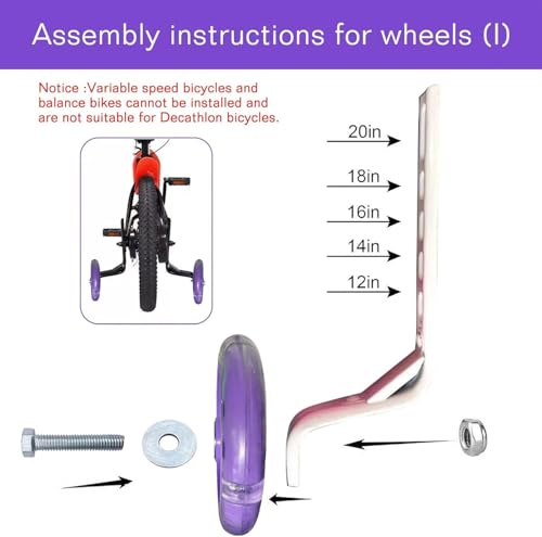 Image of DDJKCZ Training Wheels Flash Mute Wheel Bicycle Compatible for Bikes of 12 14 16 18 20 Inch