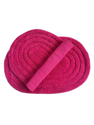 Image of My Home Cotton Door Bath Mat Super Soft Non Slip Mats for Bathroom, Door,Large, Pack of 2 (Oval Solid Pink)