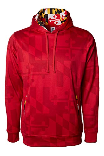 Maryland Printed Souvenir Hoody with Front Kangaroo Pockets and Hidden Media Player Pocket