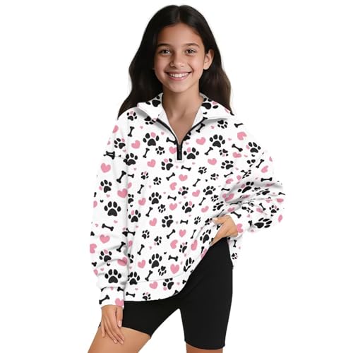 Girl's Sweatshirts Quarter Zip Lightweight Pullover Sweatshirt Casual Long Sleeve Tops Fall Clothes for Kids