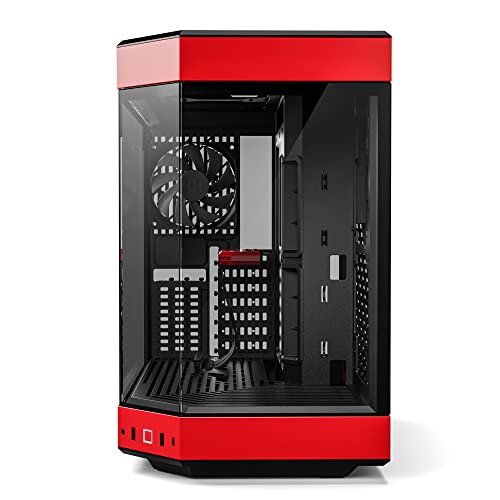 Image of Hyte Y60 Modern Aesthetic Dual Chamber Panoramic Tempered Glass Mid-Tower ATX Computer Gaming Case with PCIE 4.0 Riser Cable Included, Red (CS-HYTE-Y60-BR)