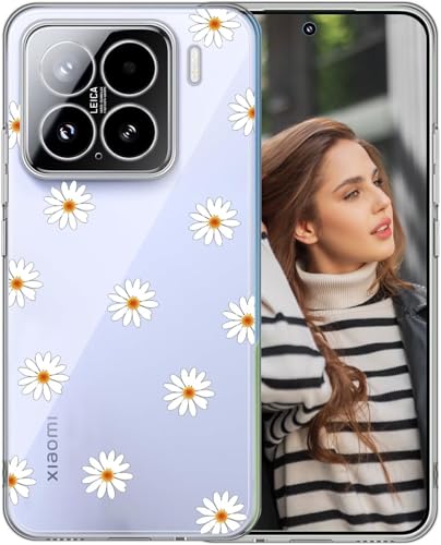 POUHYE Hülle für Xiaomi 15 Handyhülle Transparent Flexible Silikon Stoßfest Case 1 5 mm Dicke Klare Stoßdämpfung Xiaomi 15 Schutzhülle [Nicht-Vergilbung] [Anti Slip] [Anti Scratch] Chrysantheme