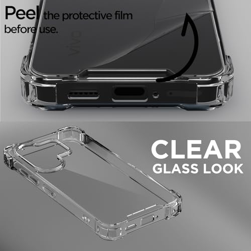 Image of Pikkme Back Cover for Vivo X200 Fe 5G PC + TPU Clear Transparent Raised Edges Shockproof Protective Phone Bumper Case(Transparent)