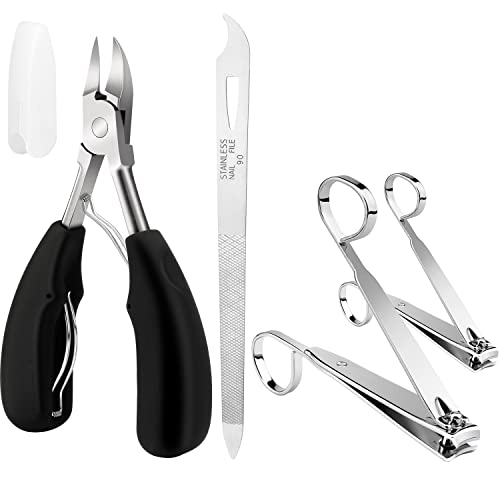 Toe Nail and Fingernail Clippers Kit for Ingrown or Thick Toenails, Stainless Steel Sharp Nail Cutte