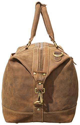 Viosi Genuine Leather Travel Duffel Bag | Oversized Weekend Luggage | Buffalo Leather Duffle Bag For Men/Women | Sports Gym Overnight Carry-On Bag | Great Gift Idea (21" Rustic Hunter)