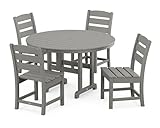 POLYWOOD Lakeside 5-Piece Round Outdoor Dining Set, 48' Patio Table with 4...
