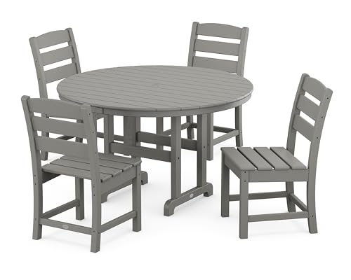 POLYWOOD Lakeside 5-Piece Round Outdoor Dining Set, 48' Patio Table with 4...