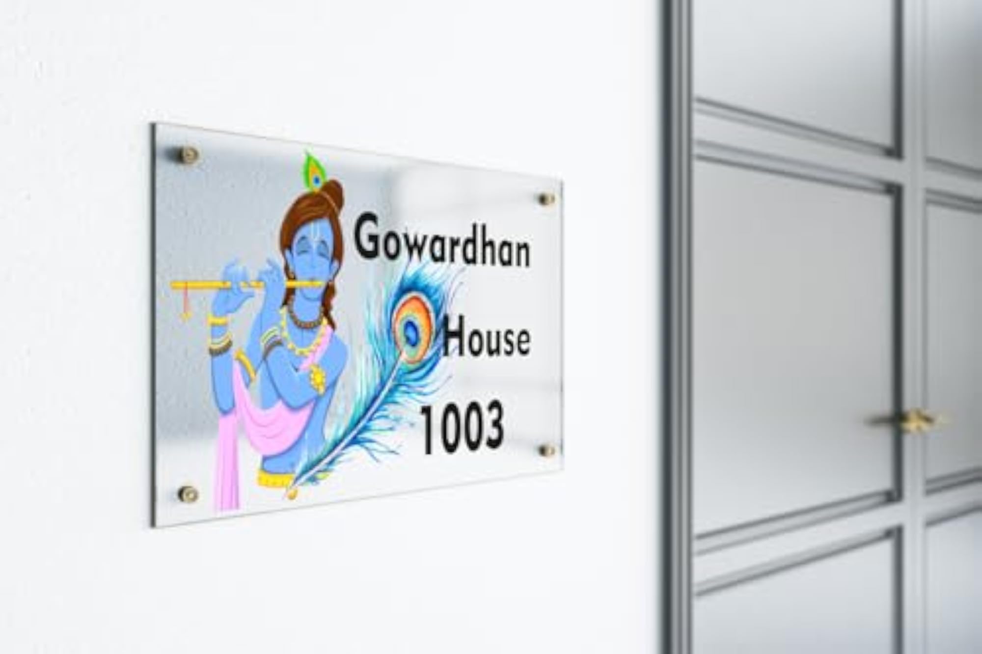 Custom Radhe Krishna Laser Cut Acrylic Name Plate