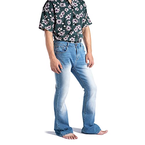 Men's Relaxed Stretch Classic 70S Vintage Washing Denim Bell Bottom Jeans,Flo,Tag 3Xl #TOP3