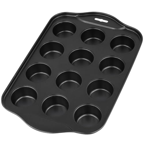 2 Pack Mini Cheesecake Pans, 12 Cup Loose Based Mini Sandwich Tin, Non Stick Muffin Trays with Removable Bottoms for Individual Cheesecakes Cupcakes Puddings Tarts, 33x20.7x4cm, Black - Image 6