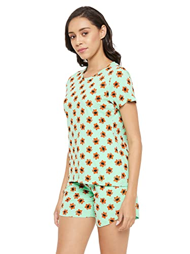 Image of Clovia Women's Cotton Printed Top & Boxer Shorts Set
