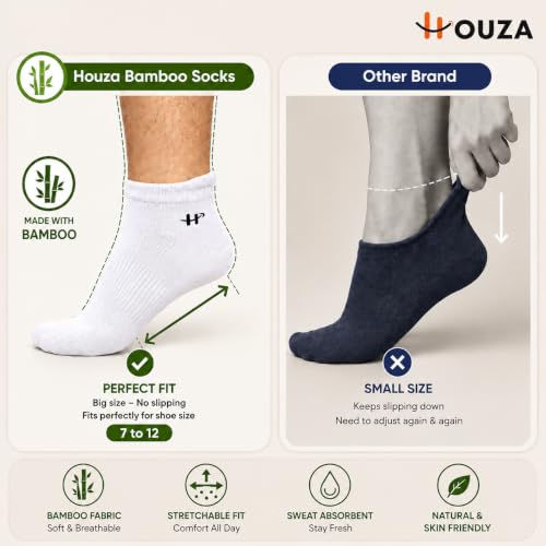 Image of HOUZA Bamboo Ankle Socks For Men | Anti-Bacterial, Breathable & Odour-Free | 3X Softer Than Cotton Socks | Ideal for Sports, Walking, Gym & Daily Wear | Sizes- (UK 7-10)