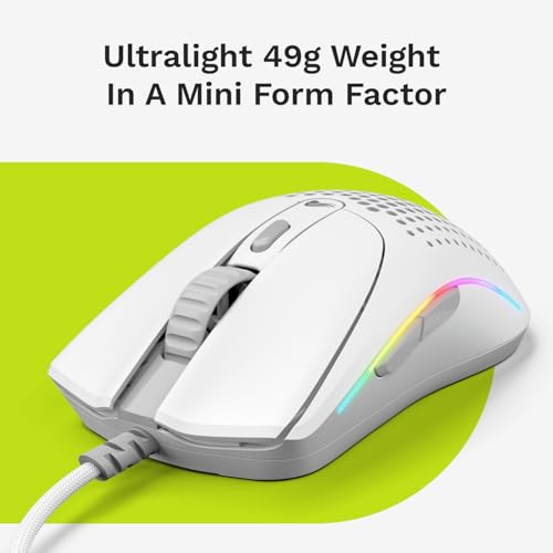 Image of Glorious Gaming - Superlight Wired PC Gaming Mouse with Honeycomb Shell, 6 Programmable Buttons, RGB Lighting & PTFE Skates - Model O 2 Mini, Matte White