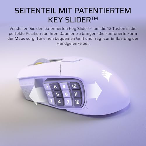 Corsair Scimitar Elite Wireless SE MMO Gaming Maus – Weiß – Ansicht 6