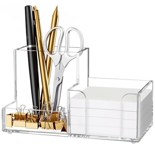 HBlife Acrylic 3-Compartment Pen Holder
