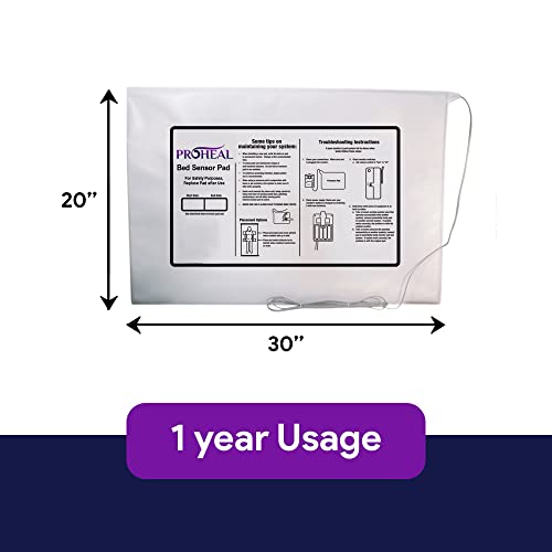 Elderly Monitoring Bed Sensor Pad - Works with Every Bed Alarm - Portable Dementia and Senior Fall Prevention - Water Resistant Slim Design - 1 Year Usage Time - 20” x 30”