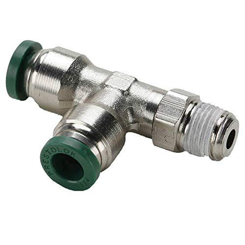Parker Hannifin W171PLP-6-6-pk10 Prestolok PLP Male Run Tee Swivel Push-to-Connect Fitting, Nickel Plated Brass, 3/8" Push-to-Connect Tube x 3/8" Male NPTF (Pack of 10)