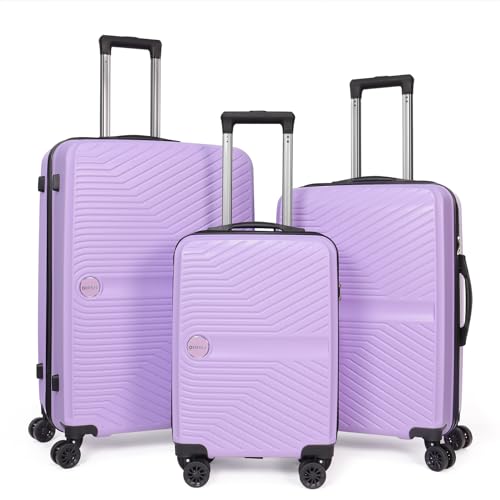 Luggage Set 3 Pieces -Suitcase Set – Carry on Luggage with Wheels – Check-in Luggage – PC + ABS Durable Suitcase Rotating Silent Wheels 3-Piece 20/24/28 Purple