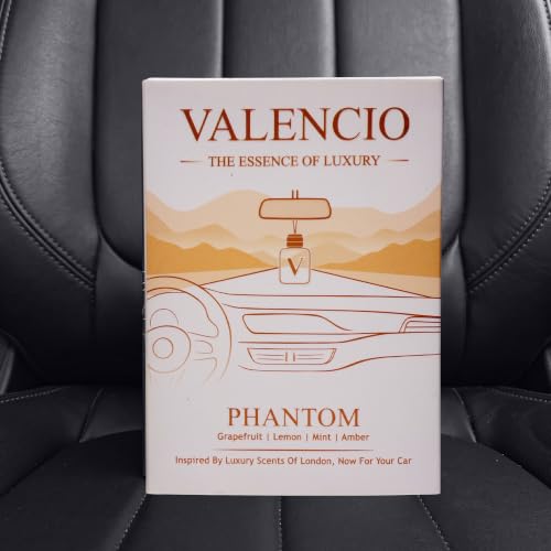 Image of Valencio Luxury Car Perfume Phantom - Lemon & Mint Hanging Diffuser | Fragrance Inspired by Body Perfumes | Natural Essential Oils | Long-Lasting Up to 45 Days | Fresh Citrus Scent