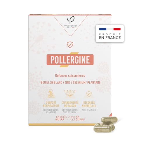 Yves Ponroy Pollergine - Complément Alimentaire Immunité - Plantain, Bouillon Blanc, Vitamine C, Zinc, Sélénium, Magnésium et Vitamine E - 40 Gélules - 20 Jours de Cure - Fabriqué en France