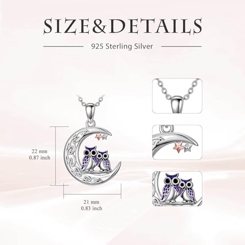 YYB Cat/Owl/Polar Bear/Dachshund/Crow/Fox Necklace for Women 925 Sterling Silver Celtic Moon Pendant Jewelry Birthday Christmas Anniversary Animal Lovers Gifts for Her3