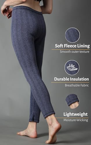 Image of Wearslim Women's Cotton Quilted Winter Lightweight Thermal Underwear, Long Johns Bottom and Spaghetti Set with Fleece Lined Soft Warmer