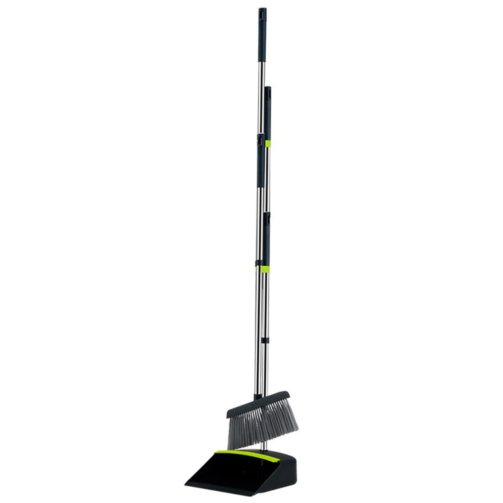 Zestaw miotły i szufelki do domu, bardzo długi uchwyt 130 cm szczotka pionowa szufelka i miotła do domu, holu, sklepu, garażu, szkoły, kościołów, hotelu, barów, czarny